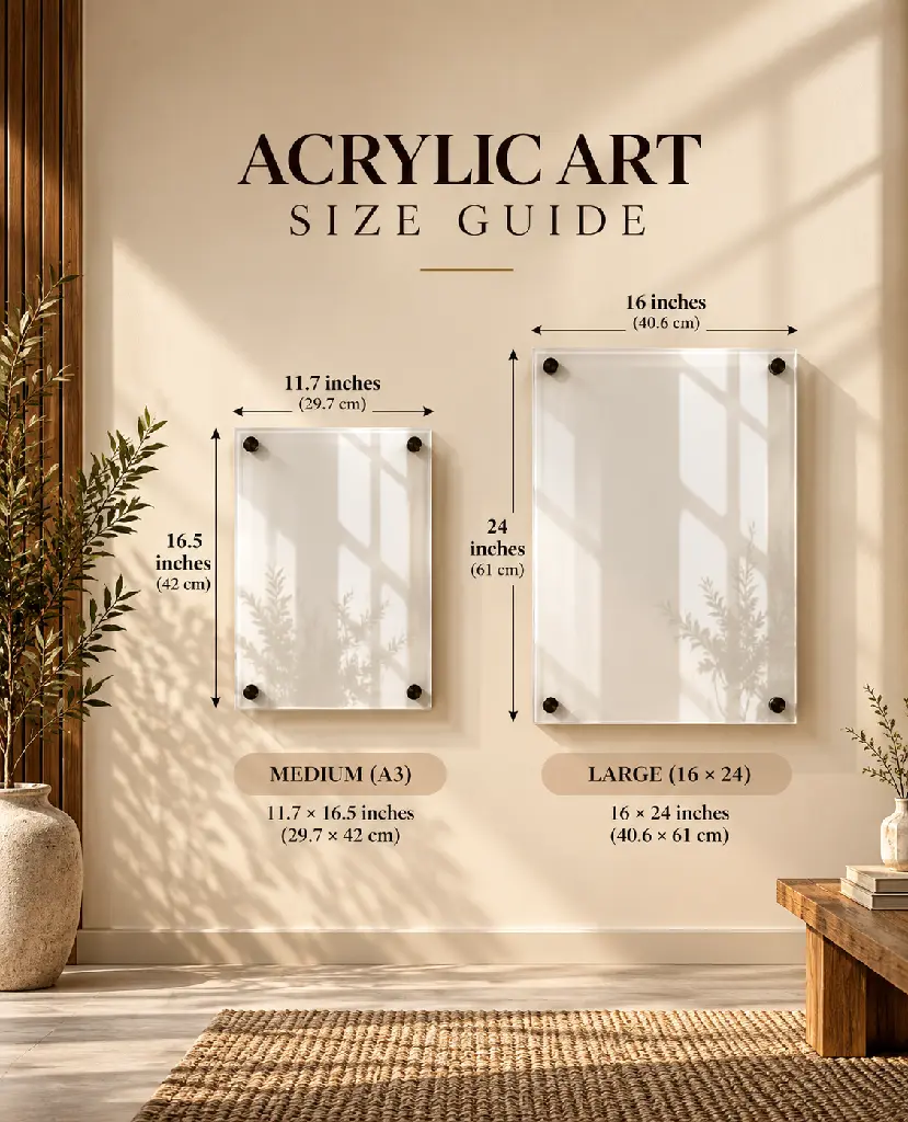 Acrylic Art Size Guide in Sunlit Interior.webp