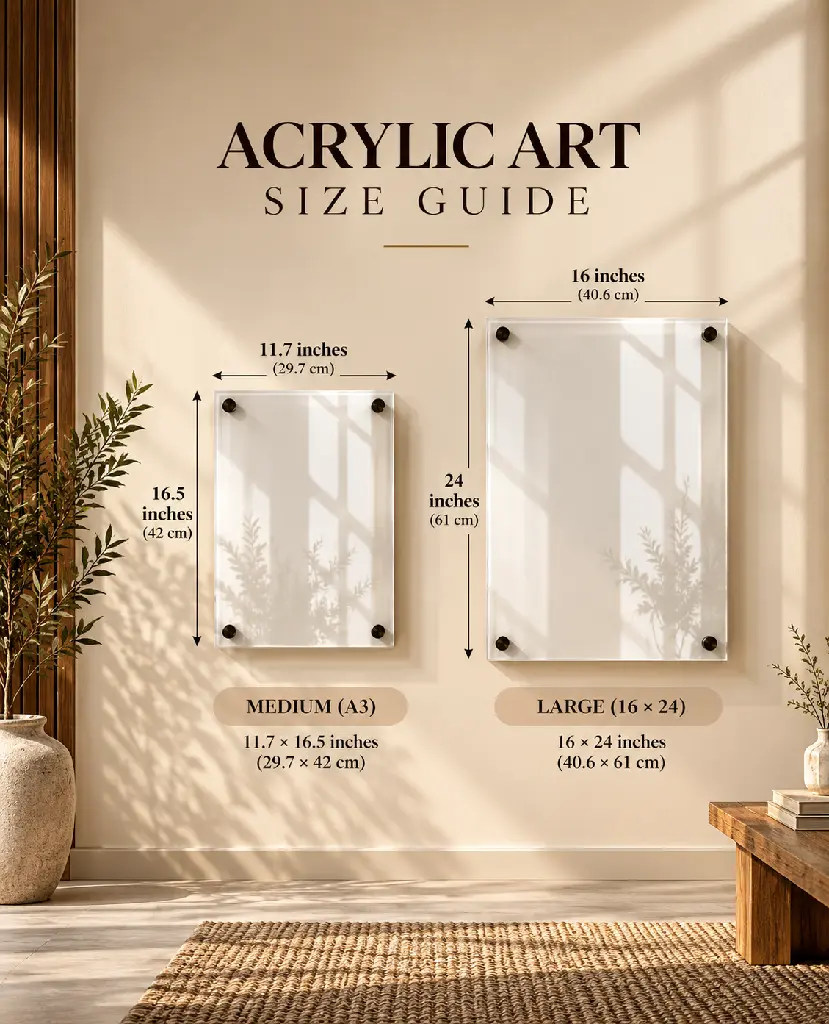 Acrylic Art Size Guide in Sunlit Interior.webp