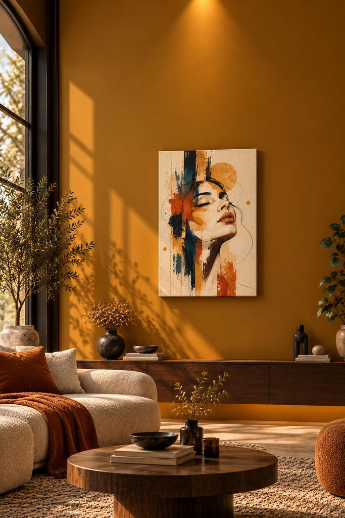 Golden Muse – Abstract Portrait Canvas Wall Art - X16